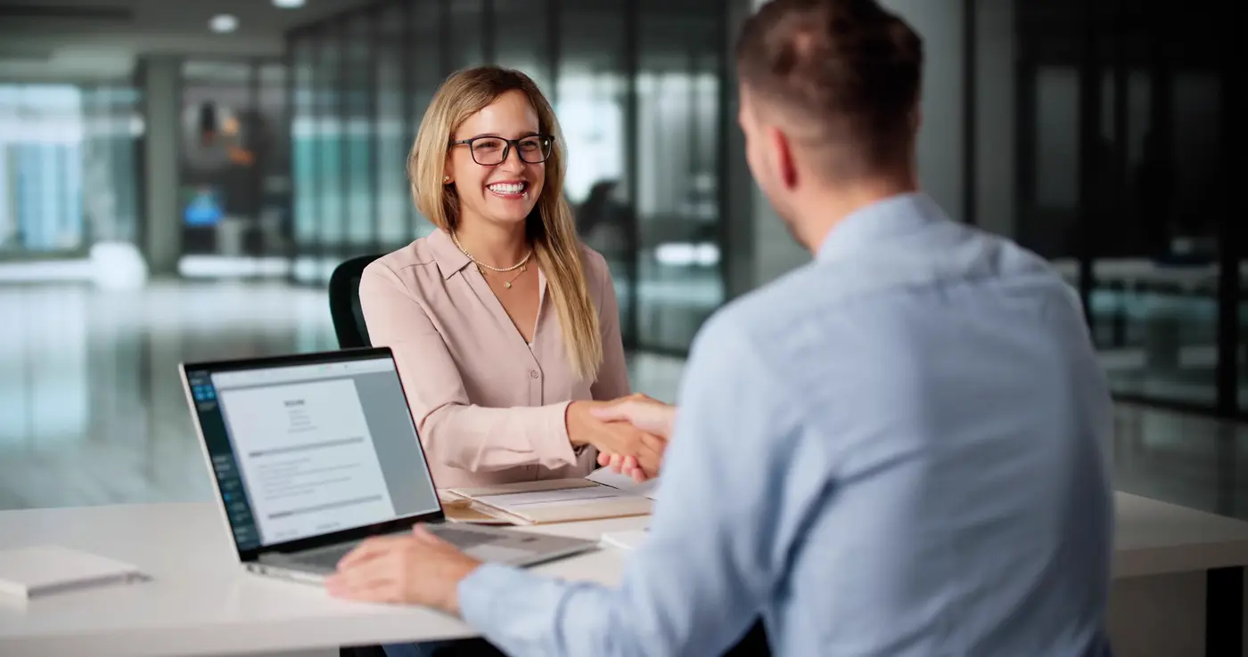 A people leader working with a client